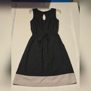 Maurices Black Sleeveless Drawstring Waist Dress with Contrast Hem